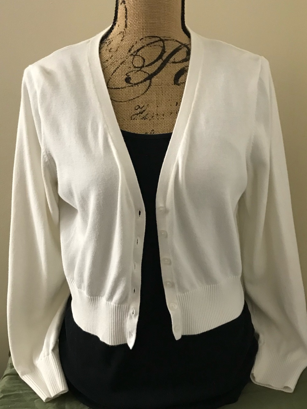 Old Navy White V-Neck Button Cardigan Sweater